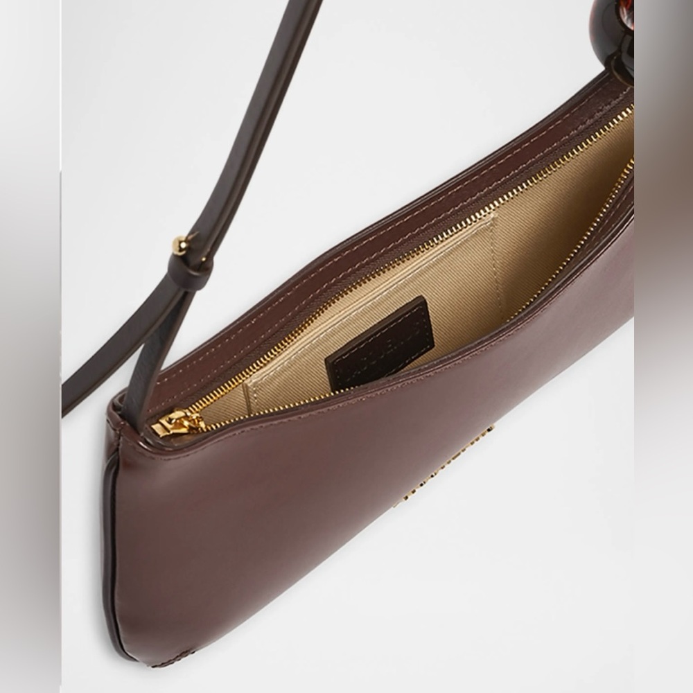 Jacquemus Brown Leather Shoulder Bag with Amber Bead Accents - Picture 4 of 8